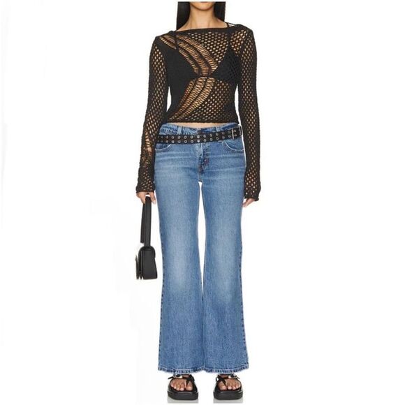 Levi’s Women’s Premium Quality Middy Flare In Patches Medium Wash Jean